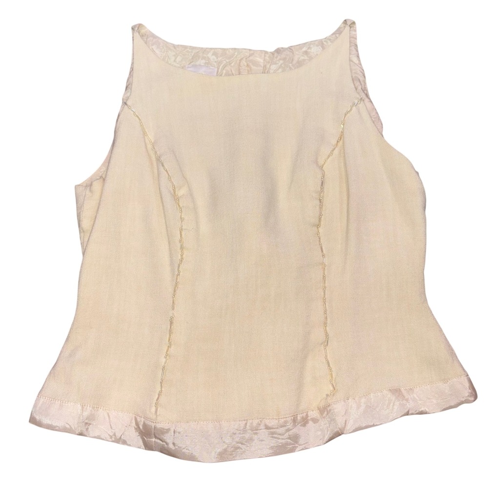 Beaded Linen Shell Top Bridal Formal Women Small Cream Watters and Watters